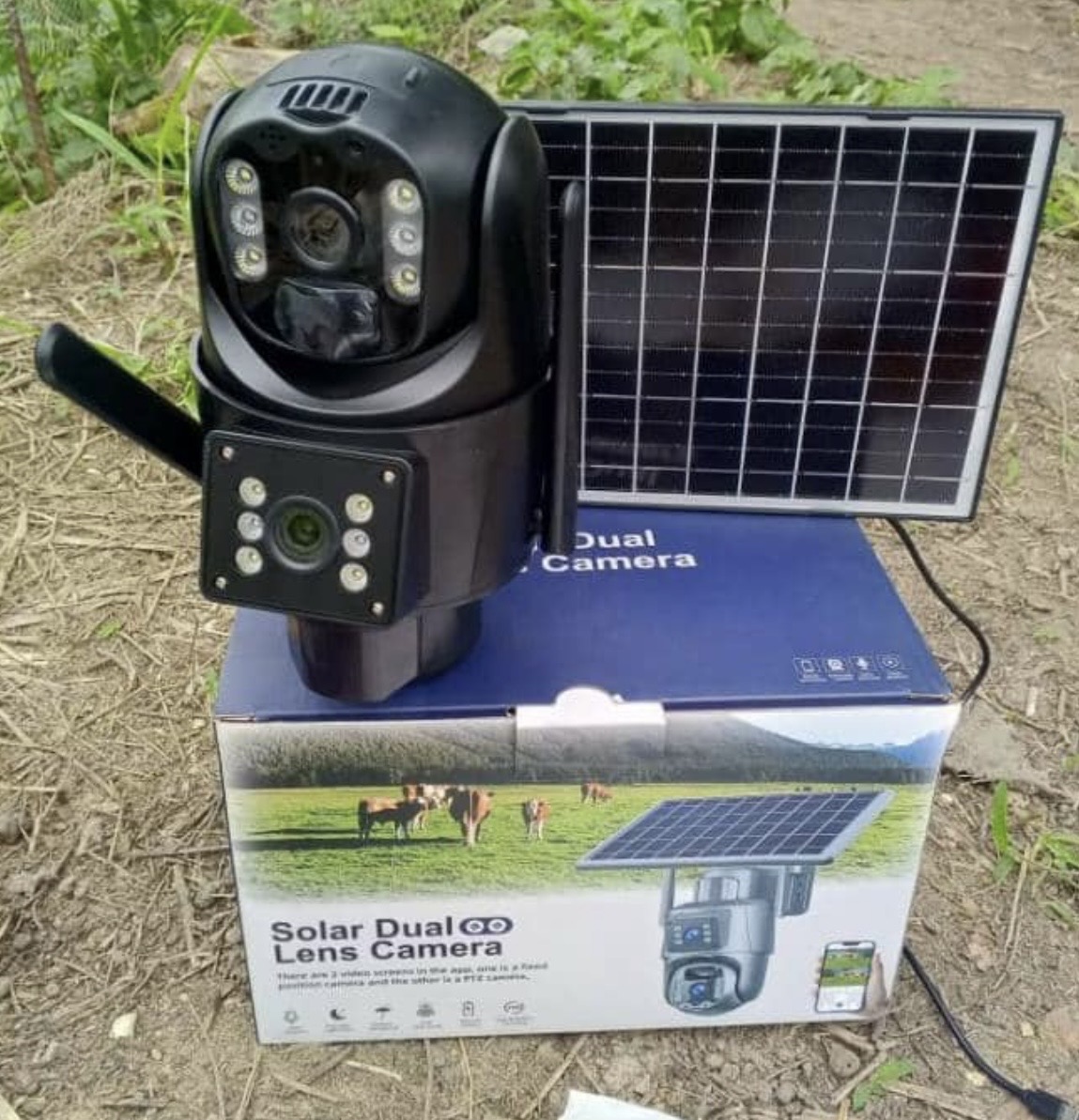 Double Lens Solar powered CCTV camera